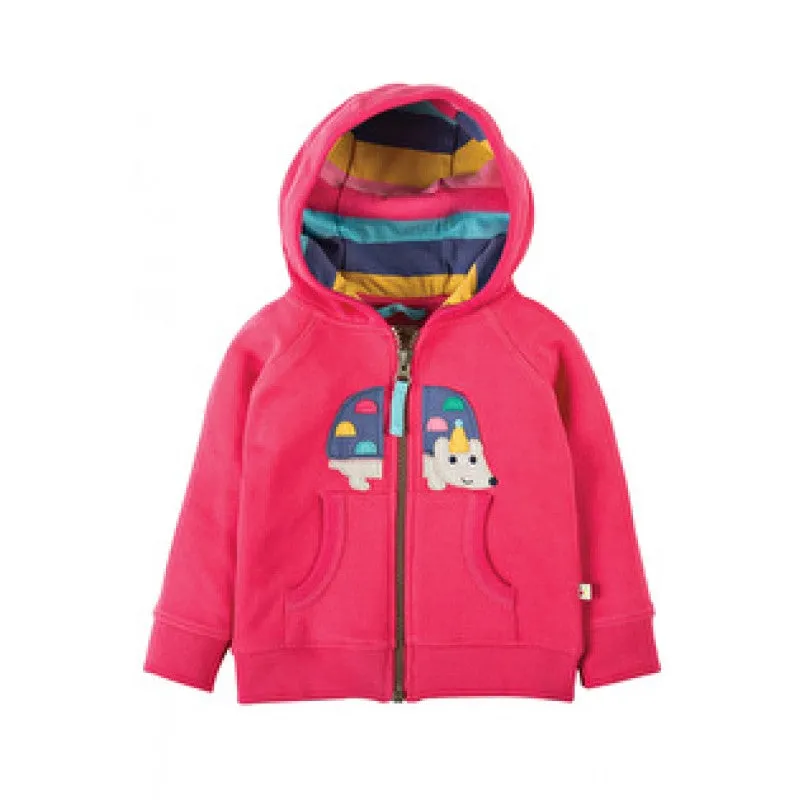 Frugi Organic Cotton Hayle Raspberry Hedgehog Print Hoody