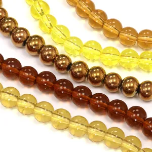 Glass Bead Bundle Topaz Round- 5 Strands