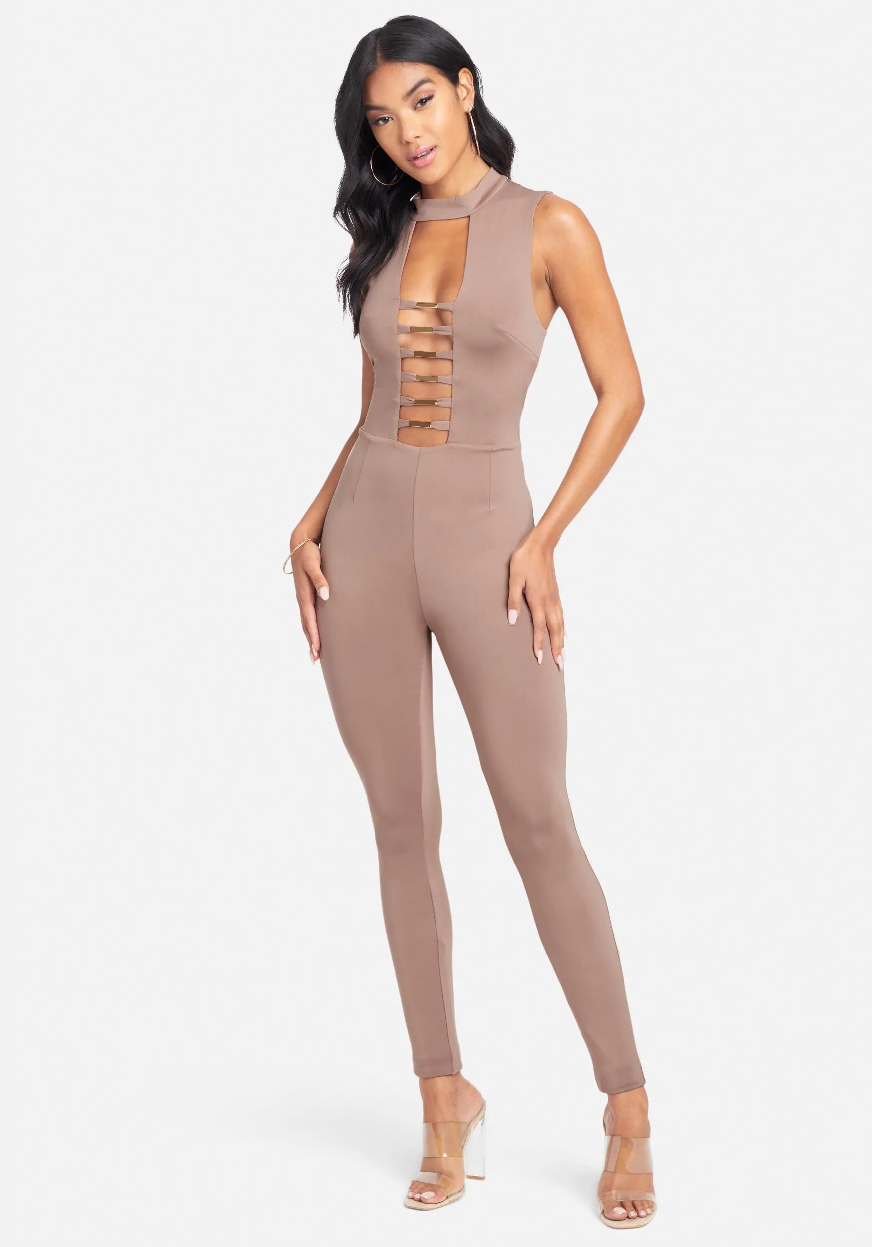 Gold Bar Detail Jumpsuit