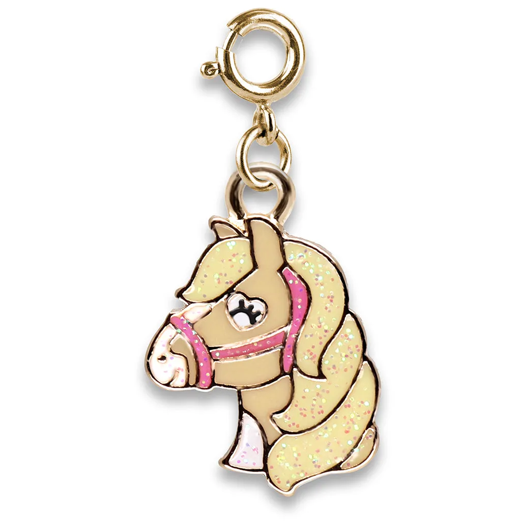 Gold Glitter Horse Charm