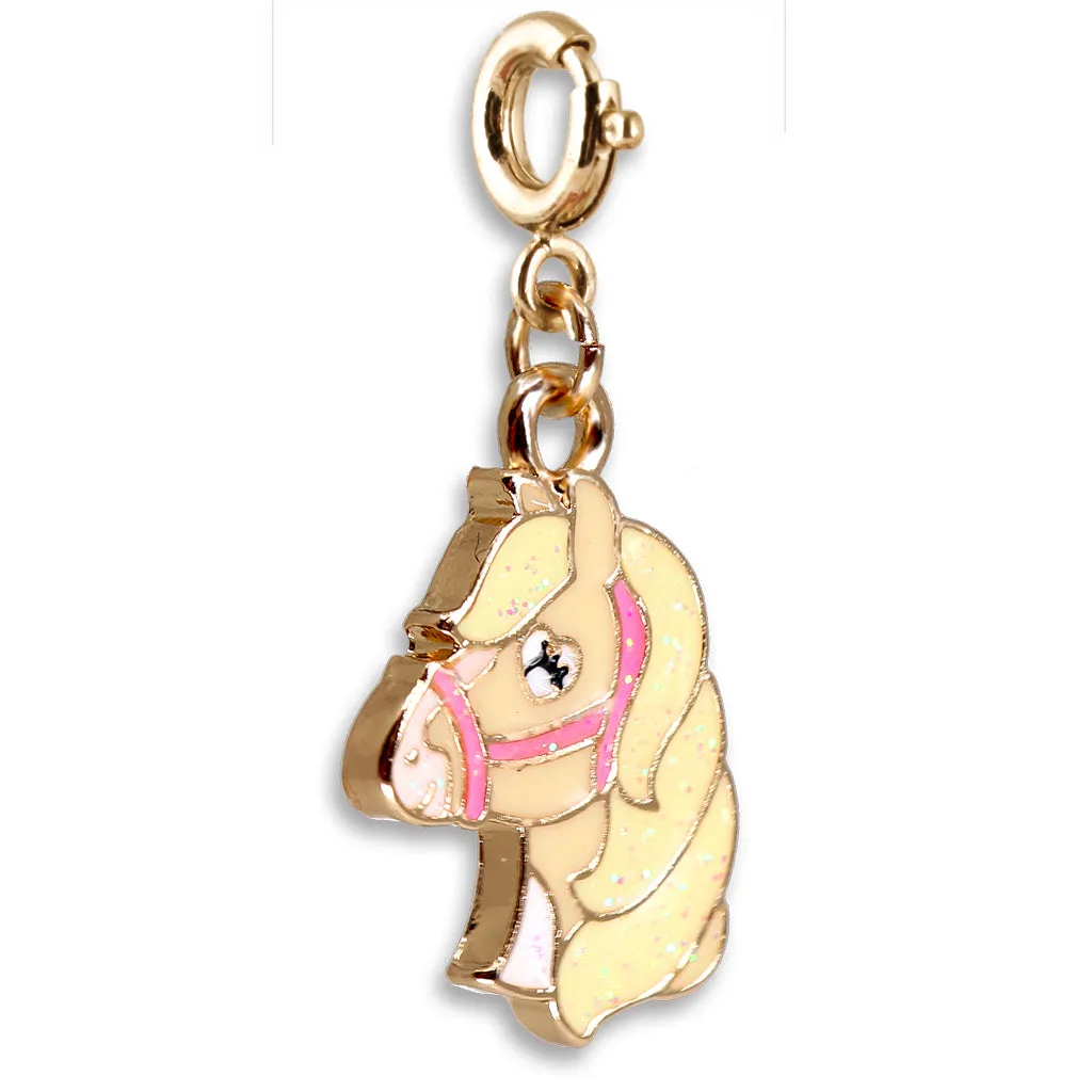 Gold Glitter Horse Charm