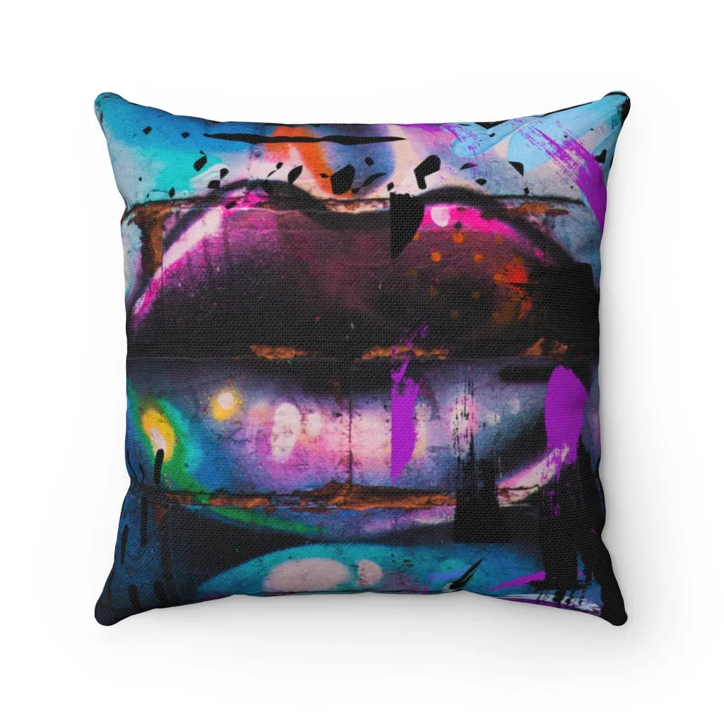 Graffiti lips Spun Polyester Square Pillow