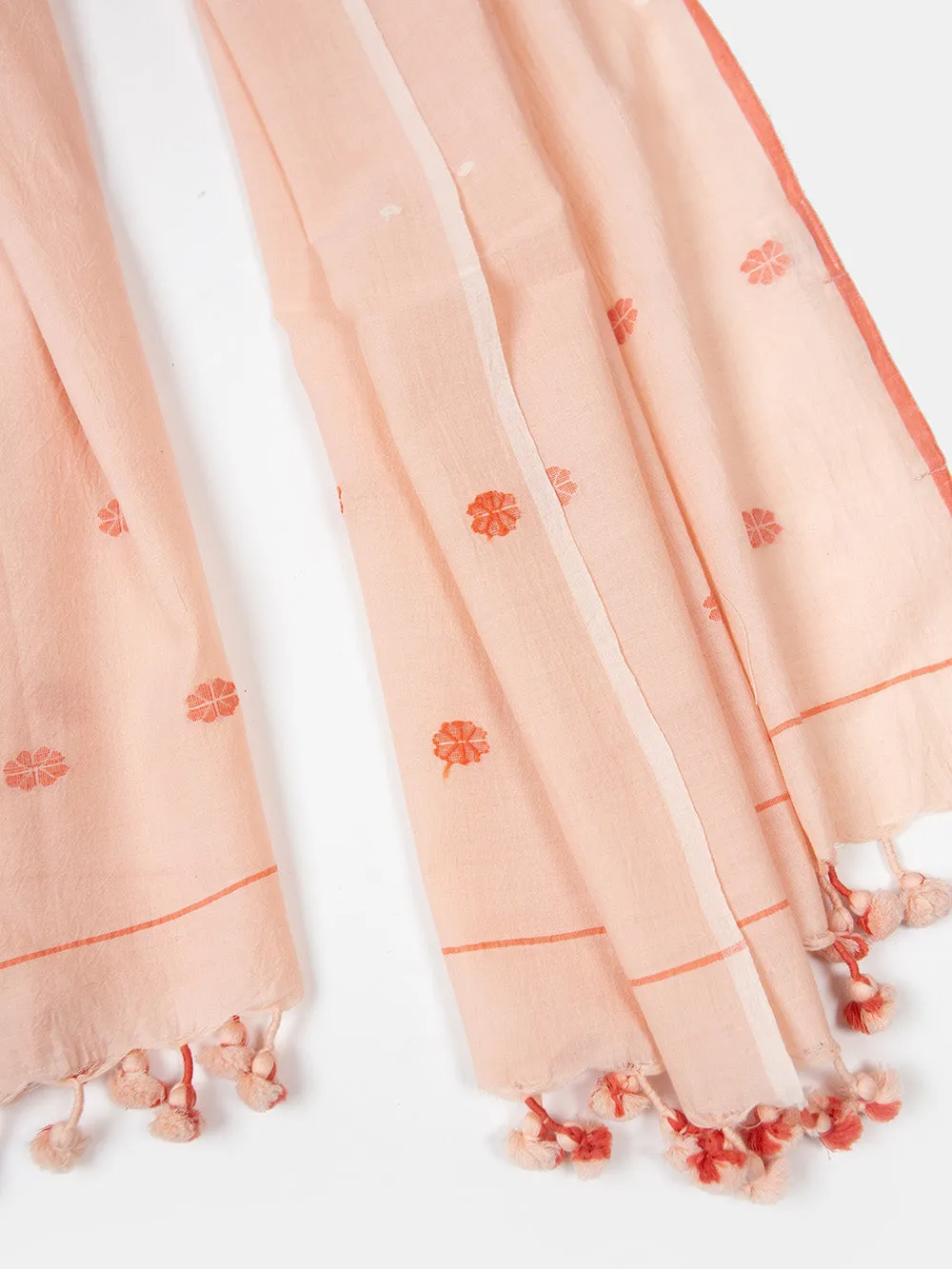 Jamdani Khadi Shawl In Blush