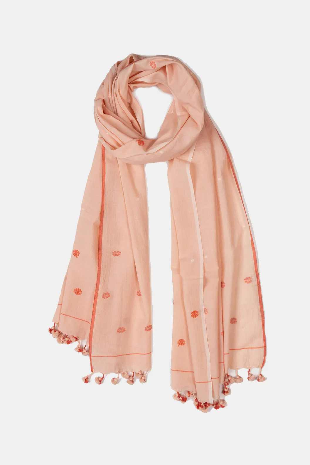 Jamdani Khadi Shawl In Blush