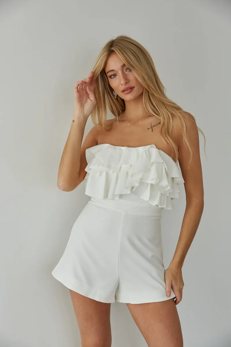 Leilani Strapless Ruffle Romper