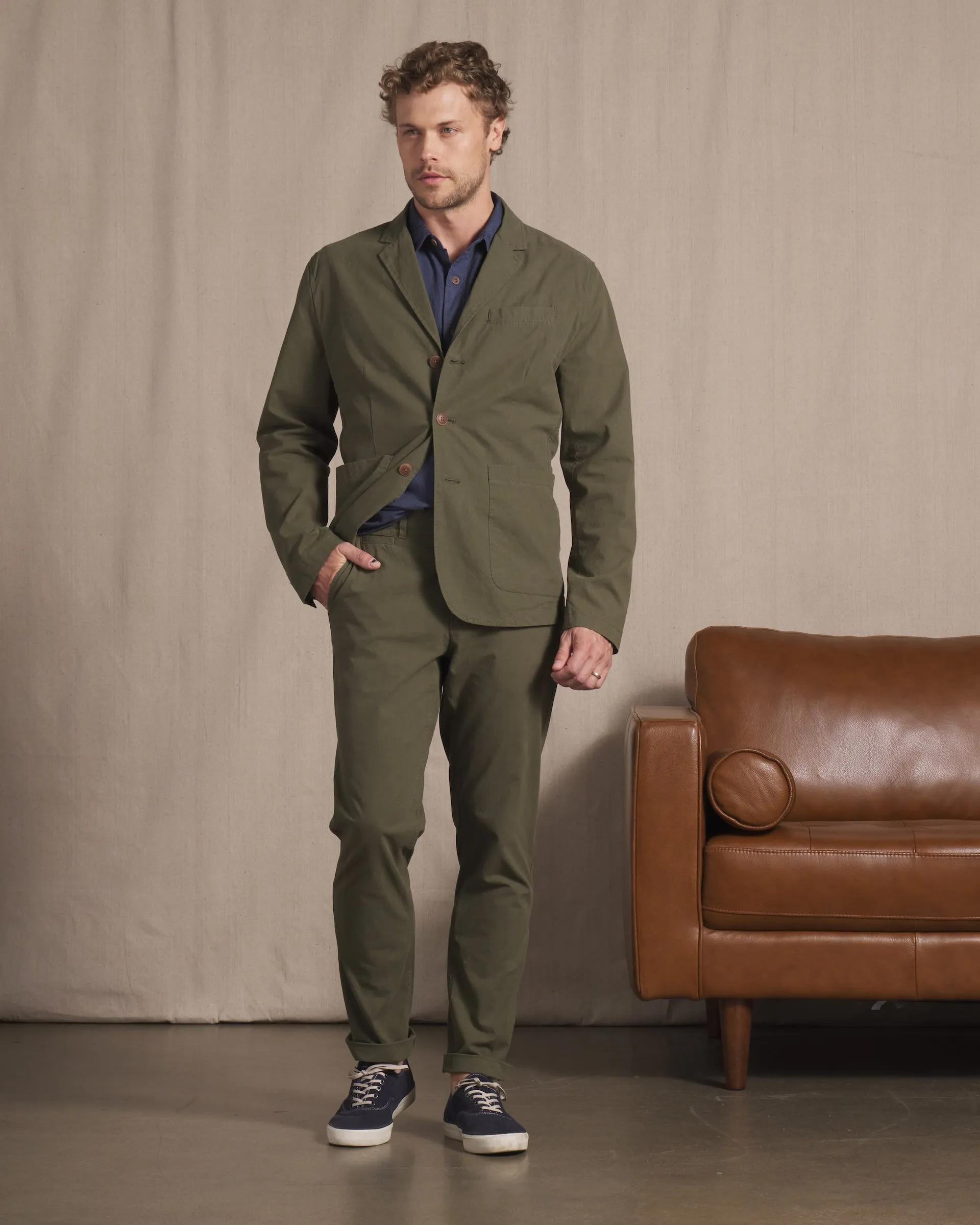 Mercer Cotton Blazer - Dark Olive