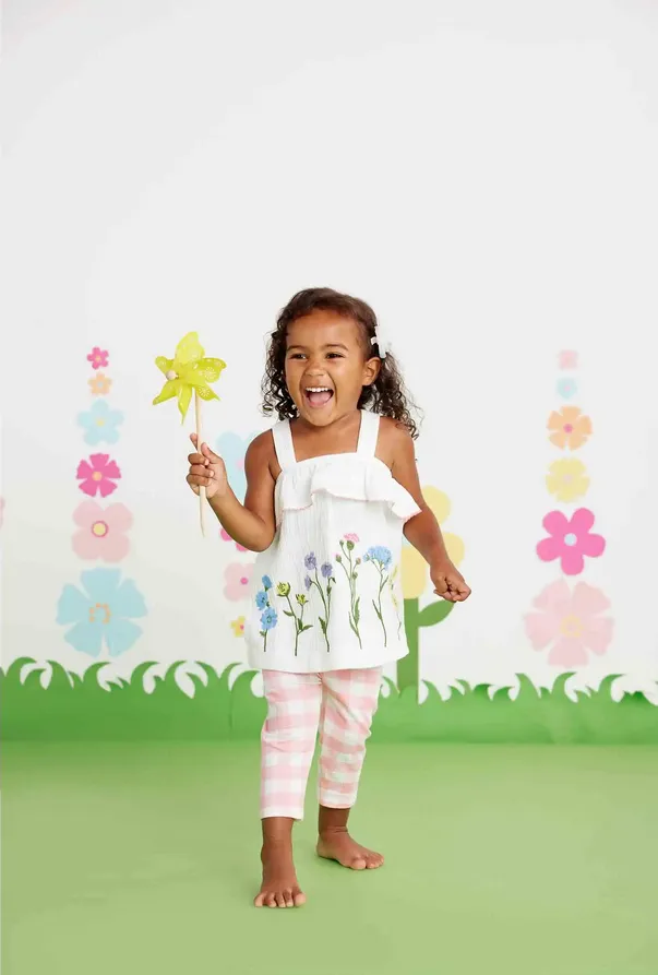 Mudpie Flower Embroidered Pinafore or Tunic/Pant Set