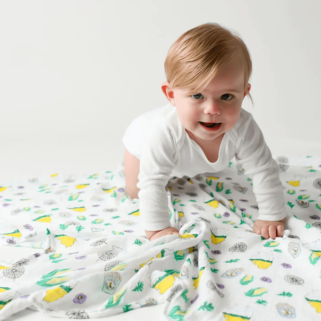 Muslin Swaddle Baby Blanket: Illinois Baby