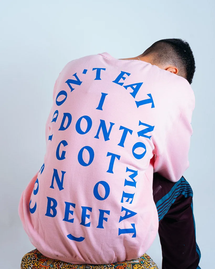 No Beef Sweater - Baby Pink x Electric Blue