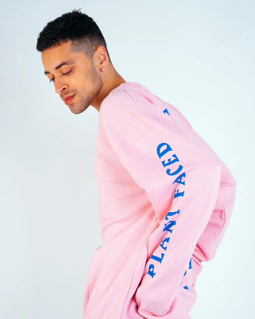 No Beef Sweater - Baby Pink x Electric Blue