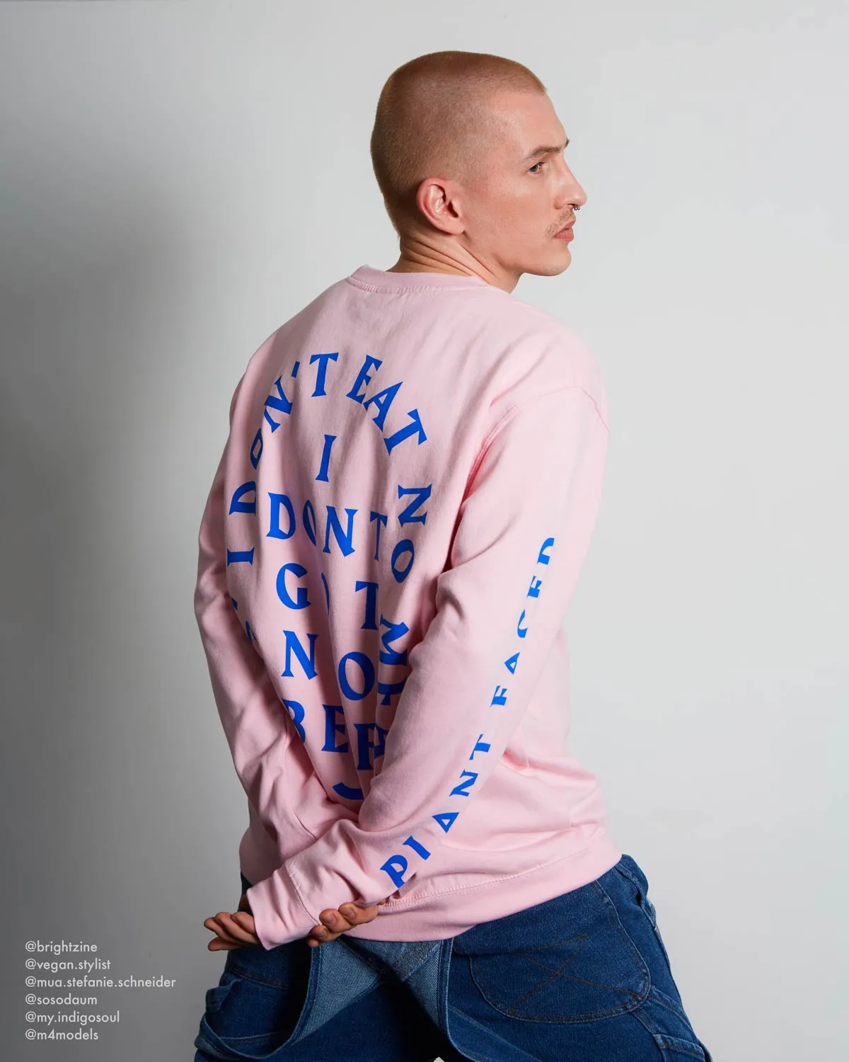 No Beef Sweater - Baby Pink x Electric Blue