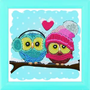 "Cosy Owls" Crystal Art Frameable 16x16cm