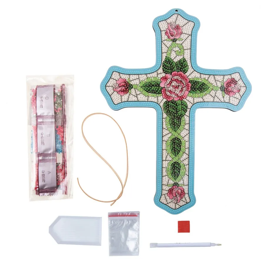 "Cross" Crystal Art Wooden Hanging Decoration