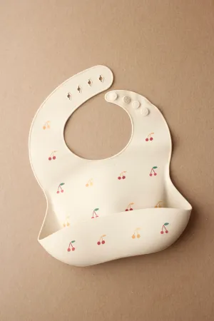 Silicone Baby Bib - Cherries / Ivory (mushie)